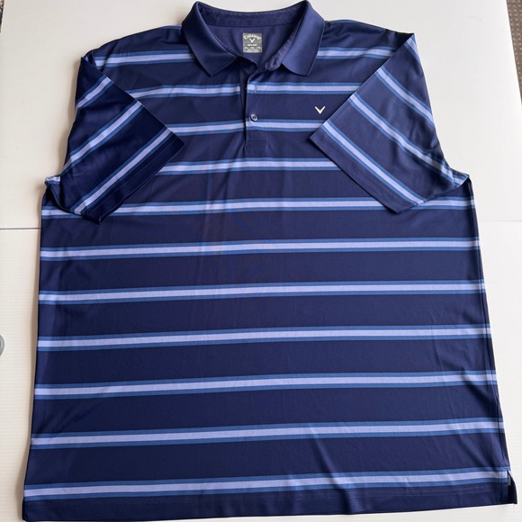 Callaway Other - Callaway Opti-Dri Striped Golf Polo Shirt Mens XXL Navy Blue Short Sleeve Logo